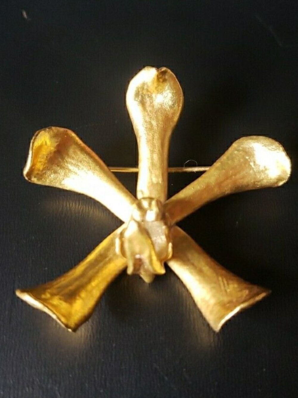 22kt Gold Dipped Iris Pin Brooch Vintage RISIS